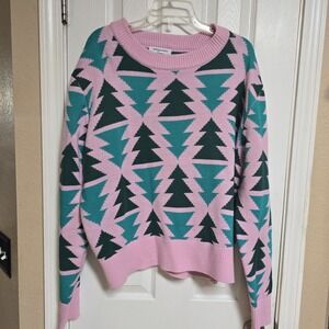 Grayson Threads Sweaters Womens XXL Christmas Trees‎ Graphic Pink Knit Crew Neck